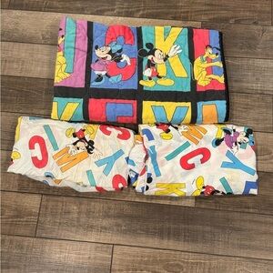 Vintage 90s Disney Crib Bedding 3 Piece Set Mickey Mouse & Friends MICKEY Dundee